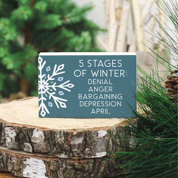 5 Stages of Winter - Rustic 5.25 x 3.5" Wood Sign - Small Talk Rectangles - Picture 5 of 6